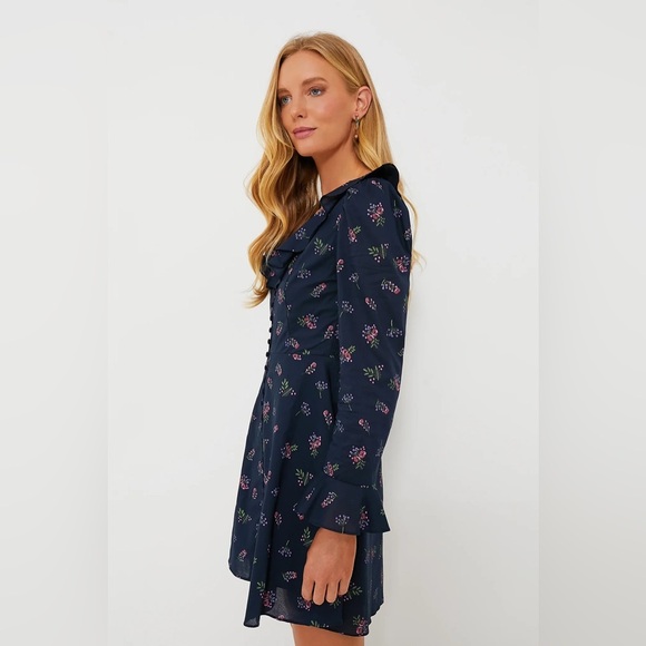 HYACINTH HOUSE Navy Floral Ruffle Neck Norah Mini Dress NWT - Picture 3 of 15